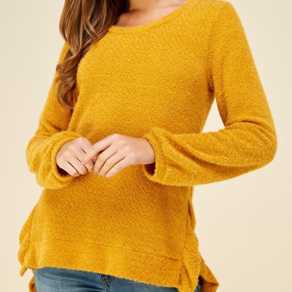 Mustard side slit sweater